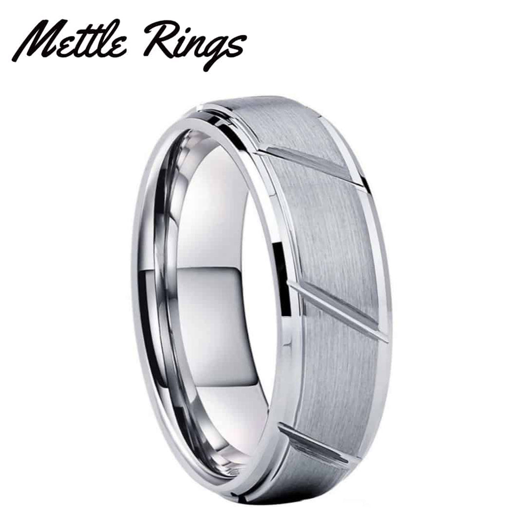 Kealani Silver Tungsten Carbide Mens Wedding Ring