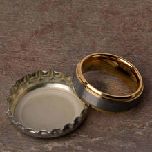 Open Bottles with the Buchannon Gold Tungsten Carbide Mens Wedding Ring