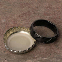 Open Bottles with the Kealani Black Tungsten Carbide Mens Wedding Ring