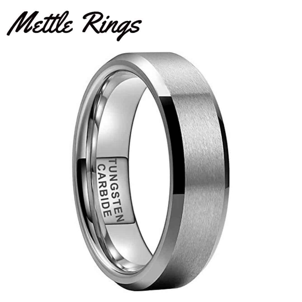 Ventura Silver 6mm Tungsten Carbide Mens Wedding Ring