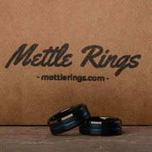 Bombay Black and Blue Tungsten Carbide Mens Wedding Ring from MettleRings.com