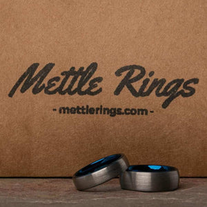 Forrest Silver and Blue Tungsten Carbide Men Wedding Ring from MettleRings.com