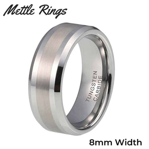 Morpheus Silver 8mm Tungsten Carbide Mens Wedding Ring