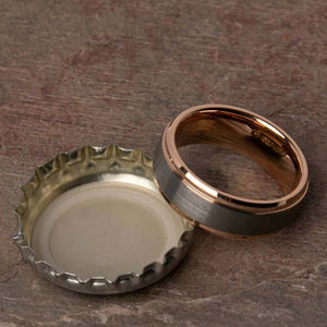 Open Bottles with the Buchannon Rose Gold Tungsten Carbide Mens Wedding Ring
