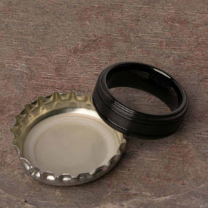 Open Bottles with the Callahan Tungsten Carbide Mens Wedding Ring