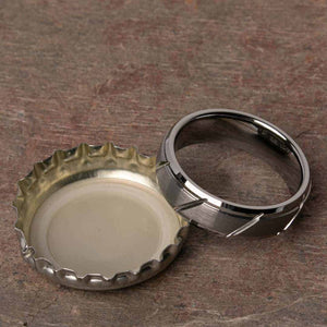 Open Bottles with the Kealani Silver Tungsten Carbide Mens Wedding Ring