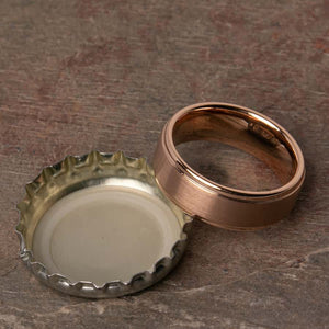 Open Bottles with the Neo Rose Gold Tungsten Carbide Mens Wedding Ring