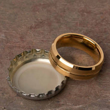 Open Bottles with the Walker Gold Tungsten Carbide Mens Wedding Ring