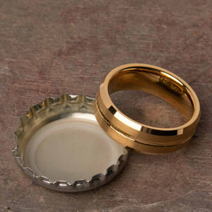 Open Bottles with the Walker Gold Tungsten Carbide Mens Wedding Ring