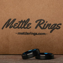 Slater Black and Blue Tungsten Carbide Men Wedding Ring from MettleRings.com