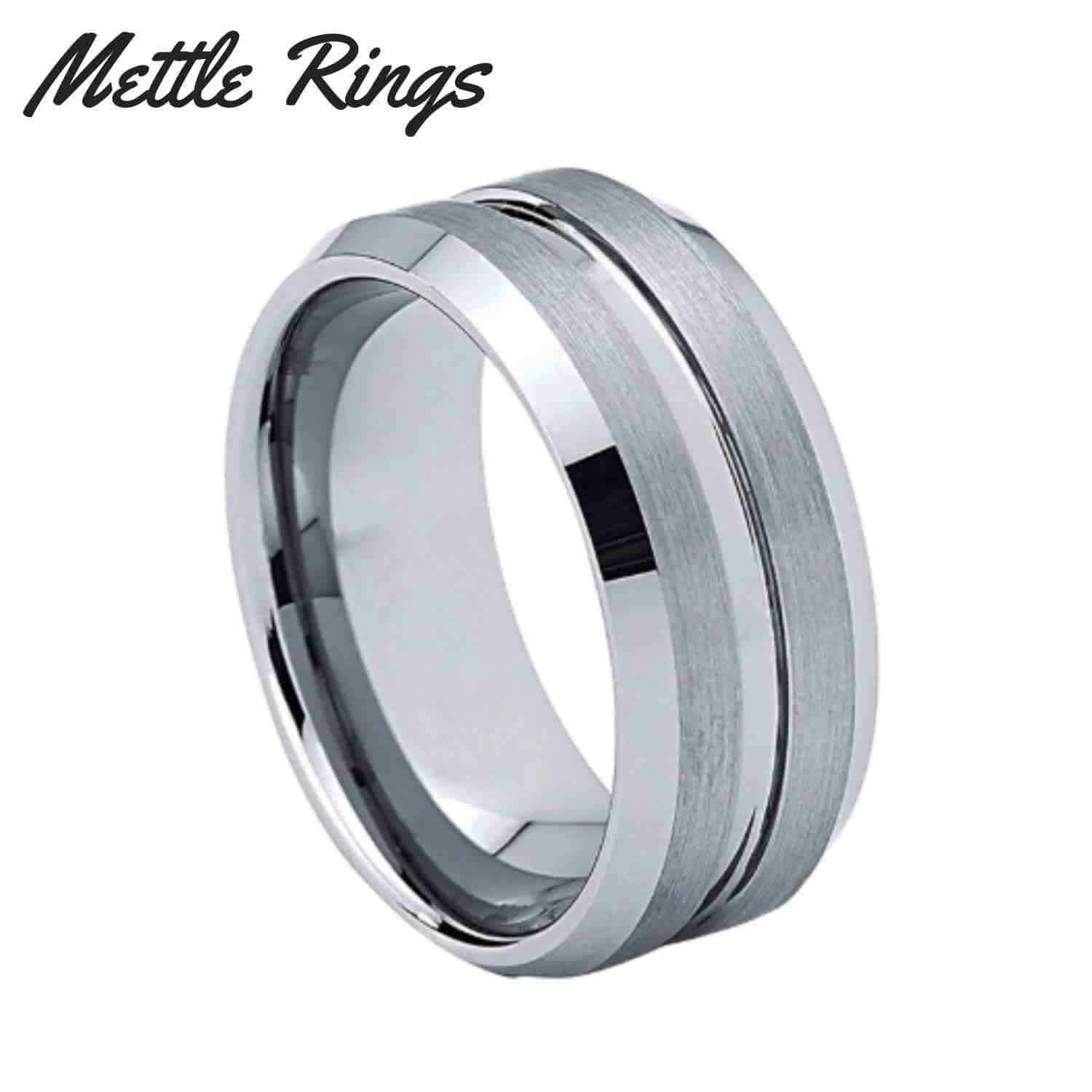 mens silver dress rings 925 Sterling Silver 8mm Herringbone Mens Ring in High Polish