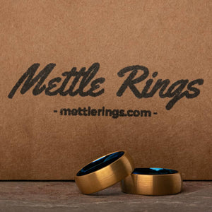 Winslow Gold and Blue Tungsten Carbide Men Wedding Ring from MettleRings.com